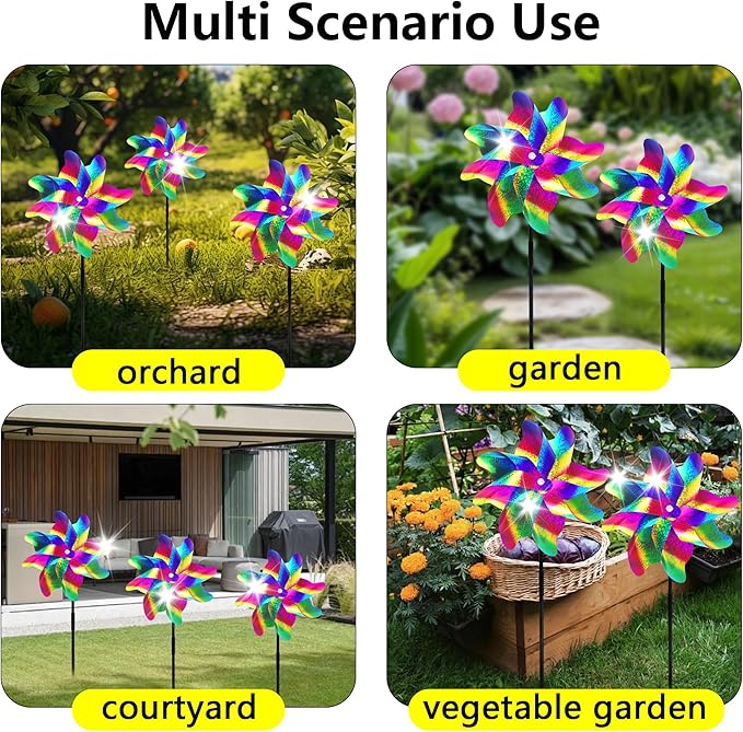 Reflective Bird Repellent Pinwheels, 7.1 inches in Diameter,Gradient Color 8-Blade Reflective Windmill, Outdoor Bird Deterrent, High Reflective Effect, for Yard, Balcony, Garden, Scare Birds.