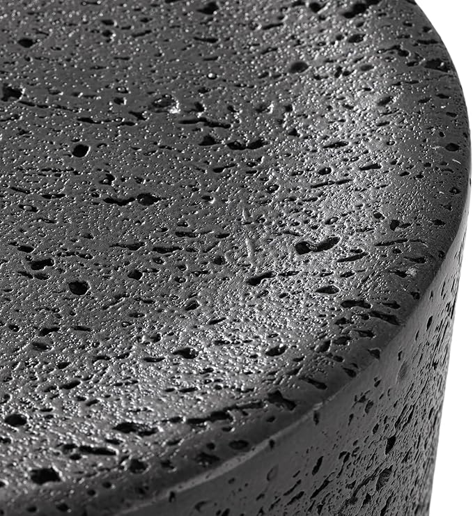 COSIEST Concrete Outdoor Side Table, Set of 2 Round End Tables, Decorative Garden Stools for Indoor Outdoor, Patio Accent Side Table w Spotted, Nesting, Dark Grey