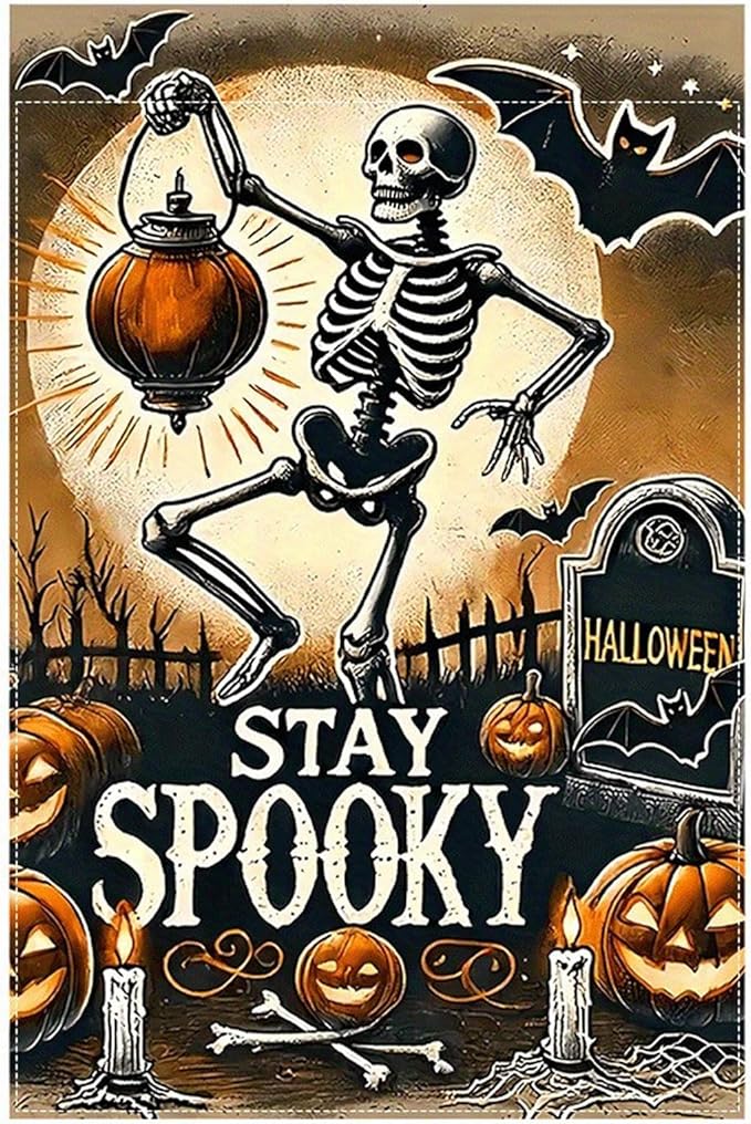 Halloween Garden Flag 12x18 Inch Double Sided Outside Funny Seasonal Farmhouse Yard Festival Outdoor Flag