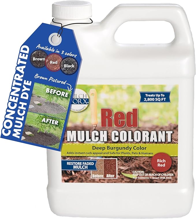 Red Mulch Color Concentrate - Quart - Treats 2,800 Sq. Ft. - Deep Burgundy Red Mulch Dye Spray