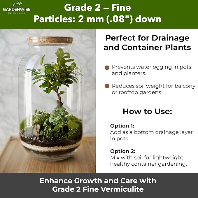 Organic Fine Vermiculite for Indoor Gardening Plants and Mushrooms – Enhances Soil Aeration, Seed Germination, Rooting Cuttings – Small Packages and Bulk (Vermiculite Grade 2 – Fine, 3 qt)