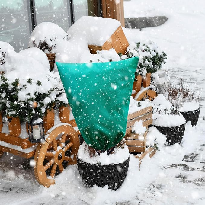 Insoma 2 Packs Plant Covers Freeze Protection 31.5" W X 47.3" H, Outdoor Plants Frost Protection Covers with Zipper & Drawstring, Frost Blankets for Tree, Shrub Potted Plants Cover in Winter