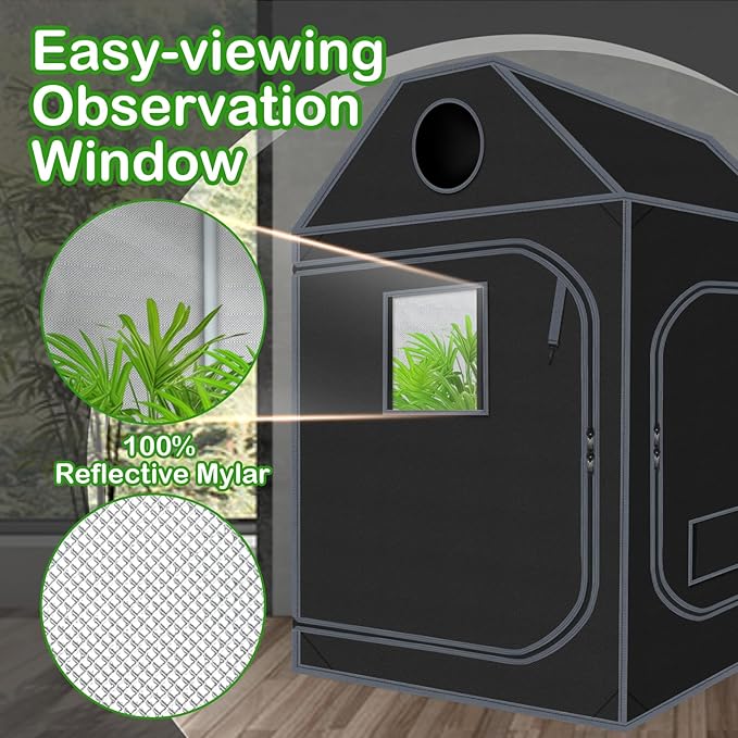 Grow Tent Roof 48"x48"x72" High Reflective Grow Tent Indoor Grow Room for Planting Fruit Flower Veg with Removable Water-Proof Floor Tray