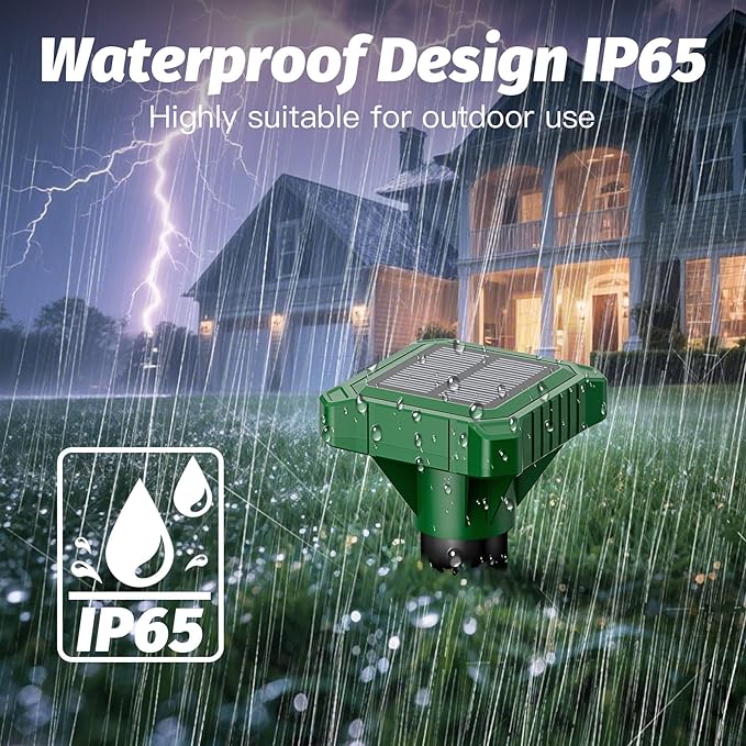 Solar Powered Mole Repeller Outdoor Vole Deterrent Gopher Repellent with Pulse Wave Waterproof Groundhog Control Device for Lawn Patio and Garden (4)