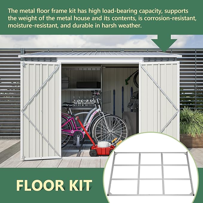 8x6FT Outdoor Storage Shed with Floor & 2 Lockable Doors,Metal Tool House W/ 2 Air Vents & Slpoed Roof,All Weather Waterproof Heavy Duty Stroage Unit for Backyard,Patio,Lawn,Garden,Gray