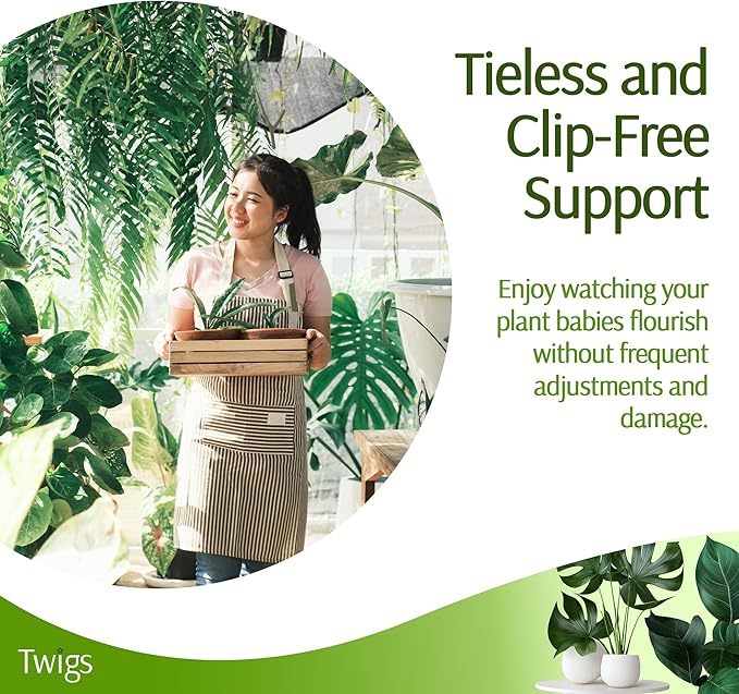 Stackable Plant Support Stakes, Stem Holder Structure for Indoor & Outdoor Use, Garden Accessories for Climbing & Potted Plants, Trellis Alternative - Monstera (Dark Green), 10 Pack, 17" L