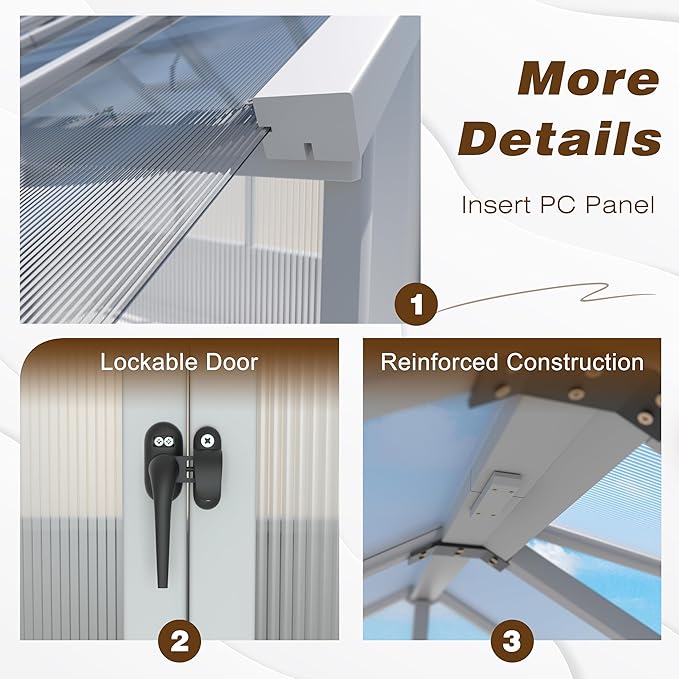 MUPATER 6 × 10 FT Cedar Wood Greenhouse for Outdoors, Outdoor Greenhouse With Polycarbonate Panels, Adjustable Vent Windows and Lockable Door, Wooden Walk-In Green House Kit for Garden, Lawn, Backyard