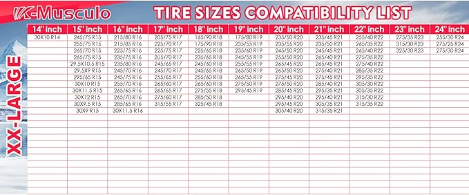 K-Musculo Snow Socks for Tires, Snow Socks Snow for Car SUV Pickup Easy to Use, Ultimate Grip, Washable.100 KM Safely In The Snow, EU EN-16662-1 Certififed(2 PACKS)-XXL