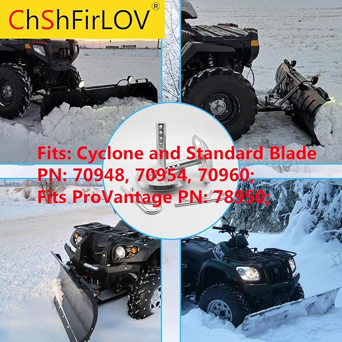 69212 2/Pack Skid Shoes for Snow Plow Blade Protector 5/8 inch Round Shaft and Adjustable Pin Placement Lock Rather Thick Hardened Steel Snow Plow Non-Slip Base - with Quick-Release Cotter Pins