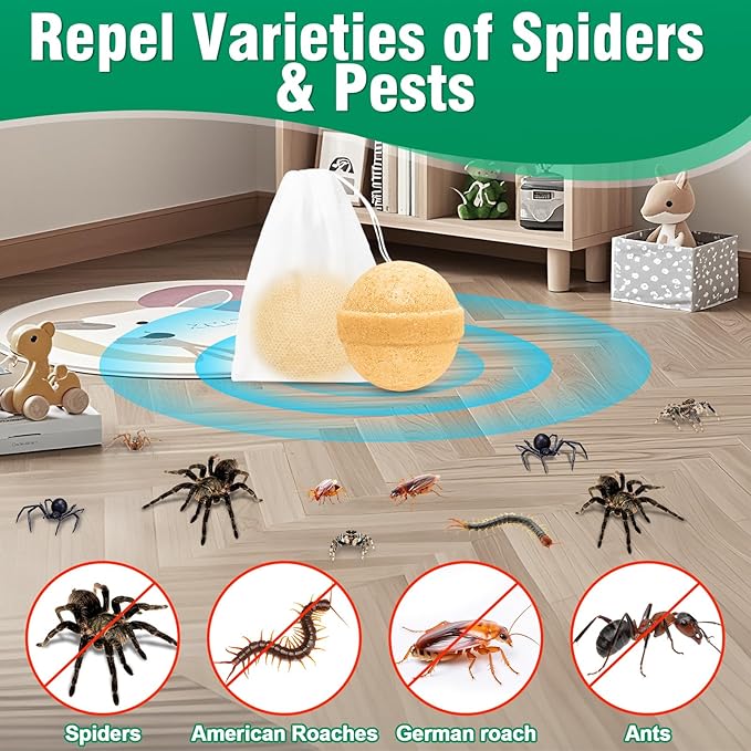 Spider Repellent for Indoor, 36 PCS Natural Spider Deterrent Peppermint Oil Spiders Roach Ant Away, Pest Spider Repellent Solution for House Garage Patio Attic Lawn, Family & Pet Safe