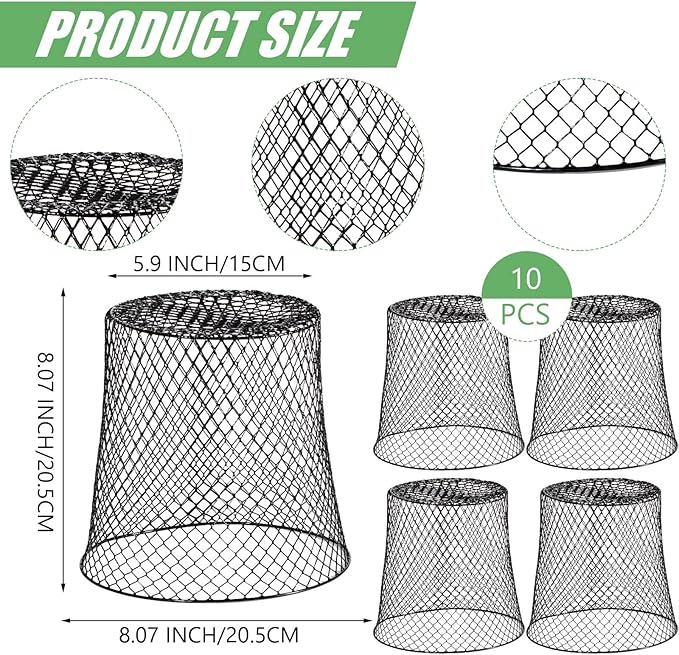 40 Pcs 8 inch Chicken Wire Plant Covers,Wire Garden Cloches Chicken Wire Cloche Plant Protector Metal Heavy Duty Garden Plant Cloche for Keeping Bunnies Chicken Squirrels Birds Other Out