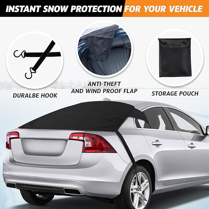 EcoNour Rear Windshield Cover for Ice and Snow | Car Back Window Snow & Frost Cover | Complete Protection from Snow and Other Winter Debris | Winter Car Accessories for Sedan, SUV & Van | Medium