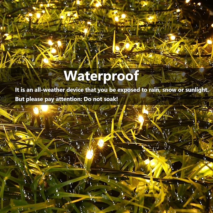 Joomer Solar String Lights Outdoor, 105FT 300 LED 8 Modes Outdoor String Lights Waterproof Fairy Tree Lights for Garden Yard Patio Christmas Decoration (Warm White)