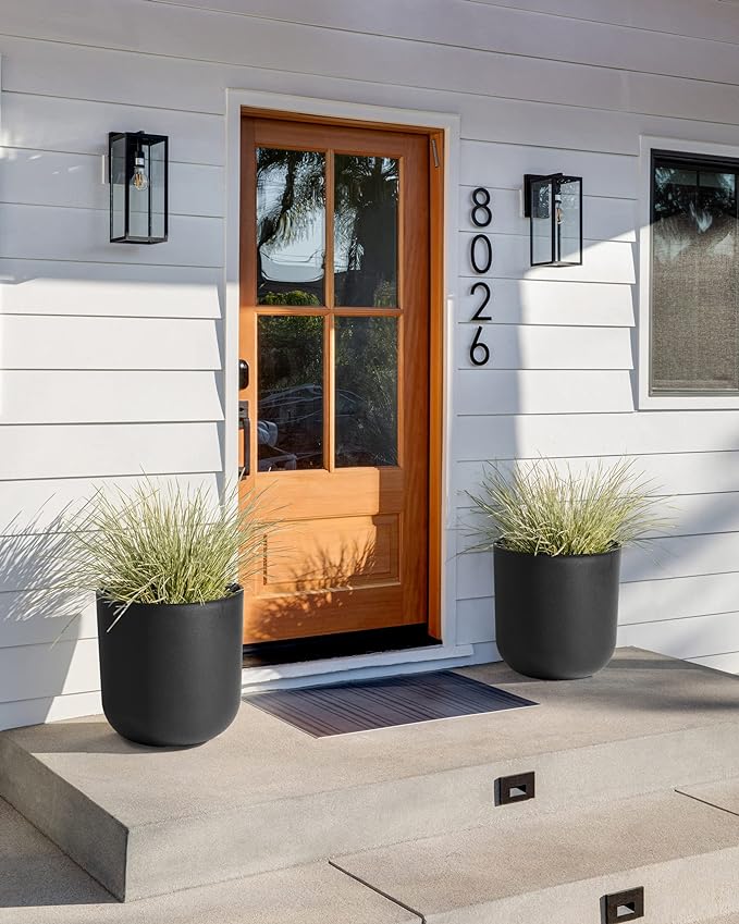 Veradek Round Black Plastic Planter Pots for Indoor/Outdoor Garden Use, with Drainage Holes, Suitable for Small to Large Succulent Plants, Flowers, Modern Interior Plants