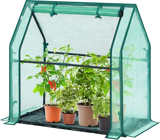 Mini Greenhouse for Indoor Outdoor: Ohuhu Tabletop Portable Green House with Waterproof Pad for Small Plants Nursery Germination, 36"x18"x33" Heavy-Duty PE Cover Green
