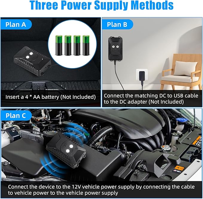 4 Pack Rodent Repellent for Car Engines, Plug-in Rodent Repeller Ultrasonic Indoor, Battery Operated Car Mouse Repellent Under Hood, Keep Mice Rat Squirrel Out of Car, Attic, Garage, Barn