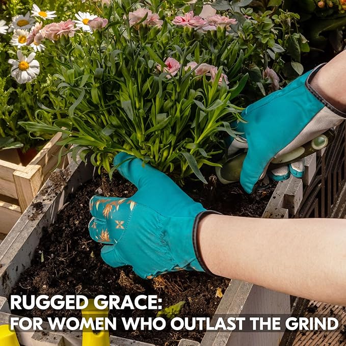 Vgo... Women Gardening Gloves Premium Goat Leather Work Gloves Thornproof for Pruning,Outdoor Activities(GA7454/GA3561)