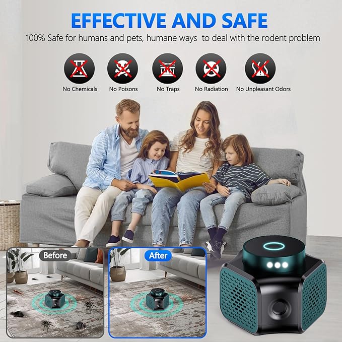 Mouse Repellent Ultrasonic Plug in, Mice Repellent Indoor Rodent Squirrel Deterrent Device for Home Attic Garage RV