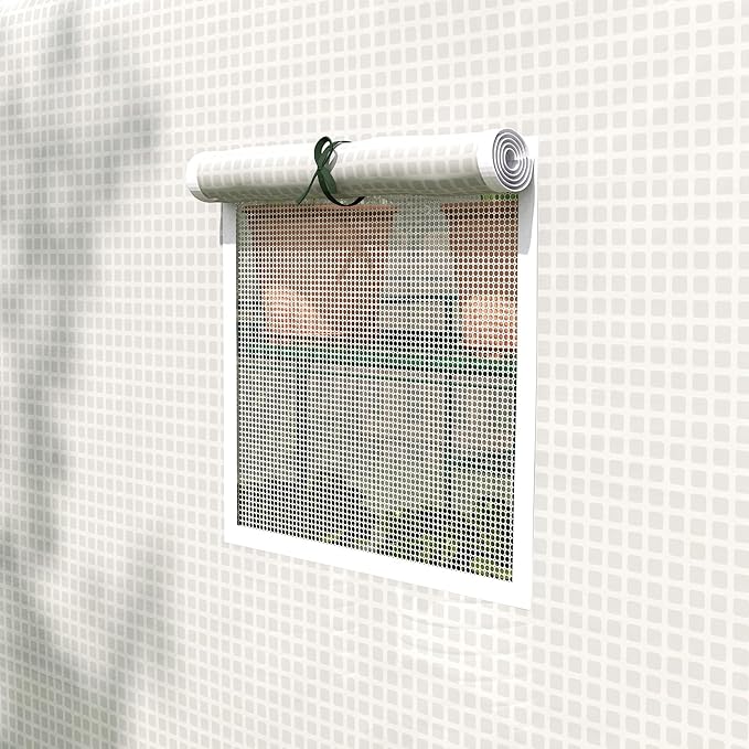 Outsunny 8' x 6' x 7' Walk-in Greenhouse with Mesh Door and Windows, 18 Shelf Green House with Trellis, Plant Labels, UV Protective for Growing Flowers, Herbs, Vegetables, Saplings, White