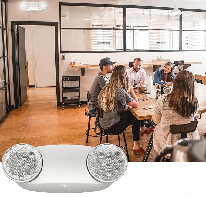 4 Pack White LED Emergency Lights with Battery Backup, Two Head Adjustable Emergency Lighting Fixtures-Fireproof Materials-Emergency Lighting Fixture/Emergency Light Home