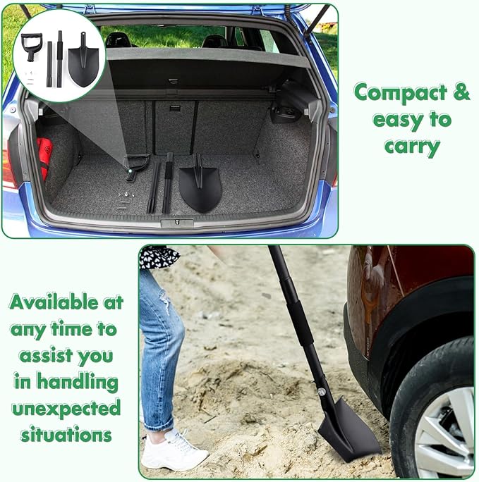 31-Inch Metal Garden Digging Shovel, Black, Ergonomic D-Grip Handle, Ideal for Gardening, Camping, Beach, Snow Removal