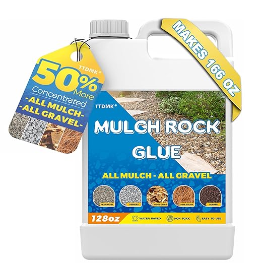 Make 166oz Rock Glue for Landscaping, Concentrated Mulch Glue, Gravel Binder for Pea Gravel, Bark, Waterproof Clear Outdoor Mulch Anchor, Stone Stabilizer for Paths, Patios, Driveways & Garden Border