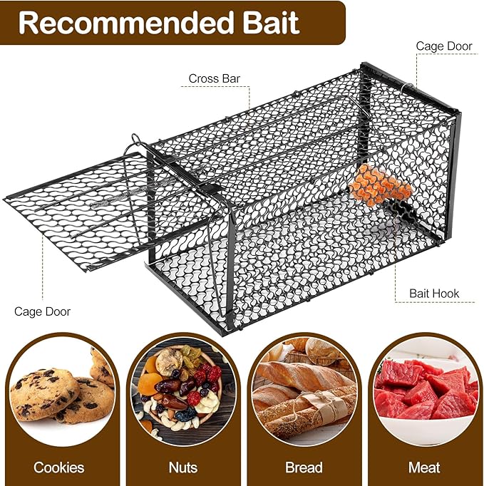 Qualirey 6 Packs Humane Rat Trap Chipmunk Rodent Mouse Squirrel Traps Foldable Live Animal Mouse Voles Hamsters Rat Live Cage for Indoors Outdoors Easy to Catch and Release
