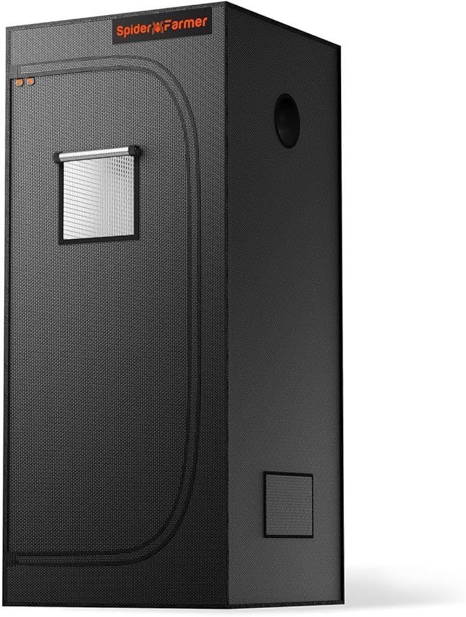 Spider Farmer 2.3x2.3x5.2 Grow Tent Pro-Grade, 28"x28"x63", with Observation Window Floor Tray, 1680D Thicken Mylar Canvas, 2x2 for Indoor Hydroponic Growing for SF1000, SE1500, G1500