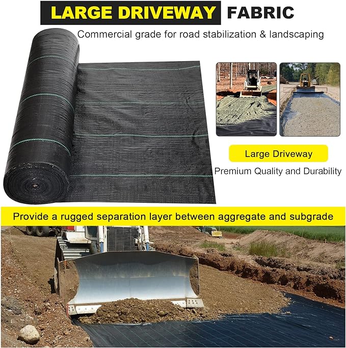 Driveway Fabric - 5x500 ft Heavy Duty 4OZ French Drain Fabric for Erosion Control & Landscape Weed Barrier