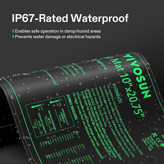 VIVOSUN 2 Pack Durable Waterproof Seedling Heat Mat 10" x 20.75" UL & MET-Certified Warm Hydroponic Heating Pad for Germination, Indoor Gardening, Greenhouse