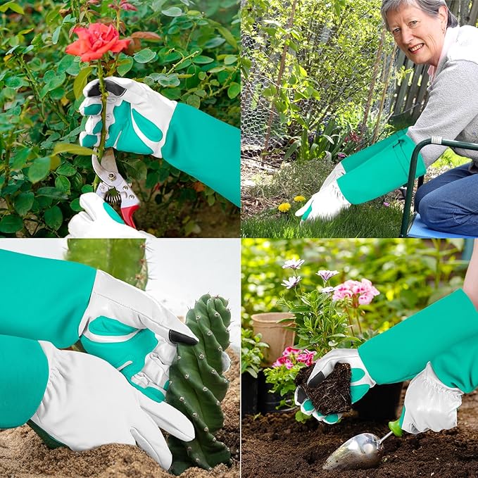 Long-Gardening-Gloves for Women/Men - Thorn Proof Rose Pruning Gloves Heavy Duty Gauntlet-M