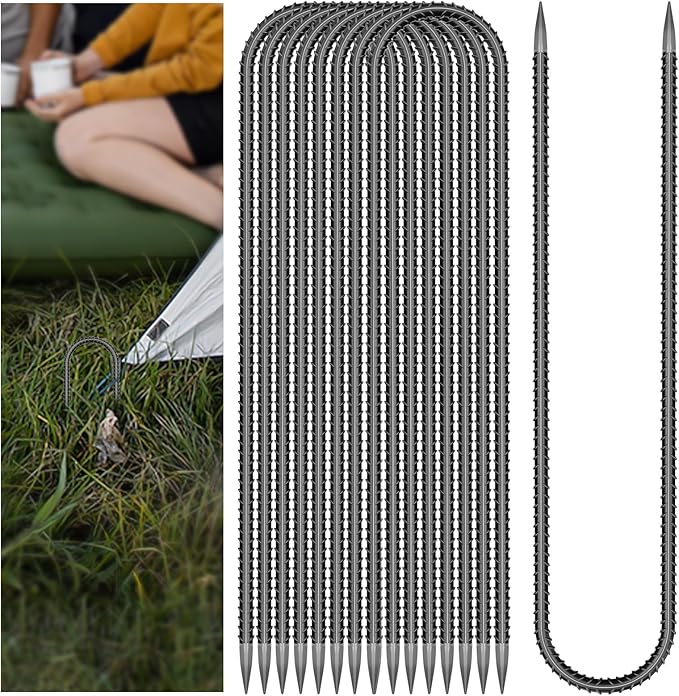 30 Pieces Trampoline Stakes Anchors High Wind Heavy Duty,U Shaped Garden Hooks Stakes for Ground,Trampoline Tie Downs Anchor Kit,Bounce Horseshoe House Stake,Rebar Camping Tent Stakes,12 Inch Long