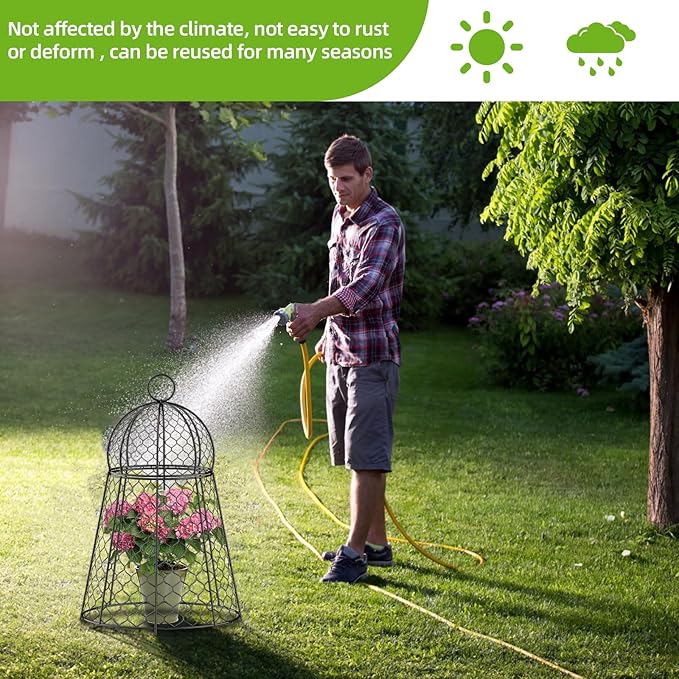 6pc Chicken Wire Plant Covers, Plant Protectors from Animals, Garden Cloches for Plants Outdoor, Extra Large 14”D x 22.8”H Non-Installation Plant Protect Cage.