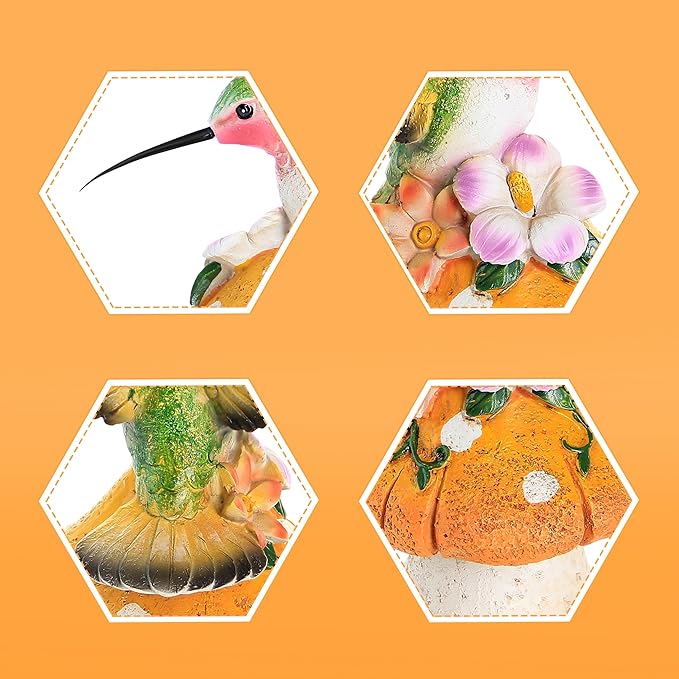 Hummingbird Stand on Mushroom for Garden Decorations,Hummingbird Statue for Outdoor Backyard Yard Porch Patio Lawn Outside Indoor Home Shelf Decor Accents,Bird Sculpture Figurine
