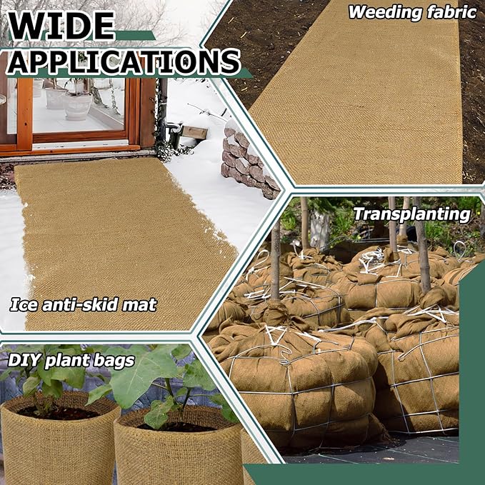 ANPHSIN 40ftx23.6in Breathable Burlap Fabric Plant Covers - Tree Wrap Frost Blankets Freeze Protection for Winter Outdoor Bushes Potted Plants