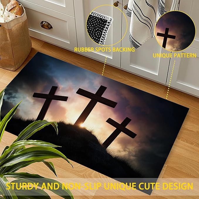 Door Mat,Gothic Welcome Mat Indoor,Easter Non-Slip Outdoor Entry Mat for Home Entryway, Low Profile Floor Rugs for Entry Patio, Porch, Hallways 30 x 17 Inch