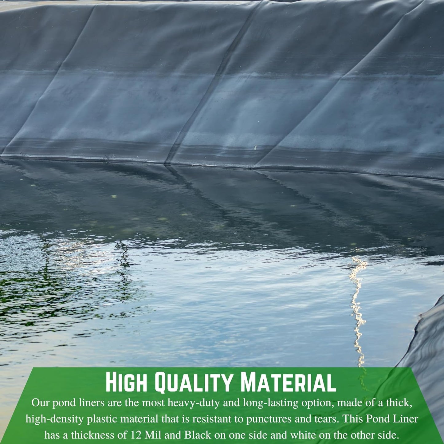 Farm Plastic Supply - 12 Mil String Reinforced Black/White Pond Liner - 12 Mil Fish Pond Liner, Pond Liners for Outdoor Ponds, Koi Ponds, Garden Fountain, Containment Liner (6' x 5')
