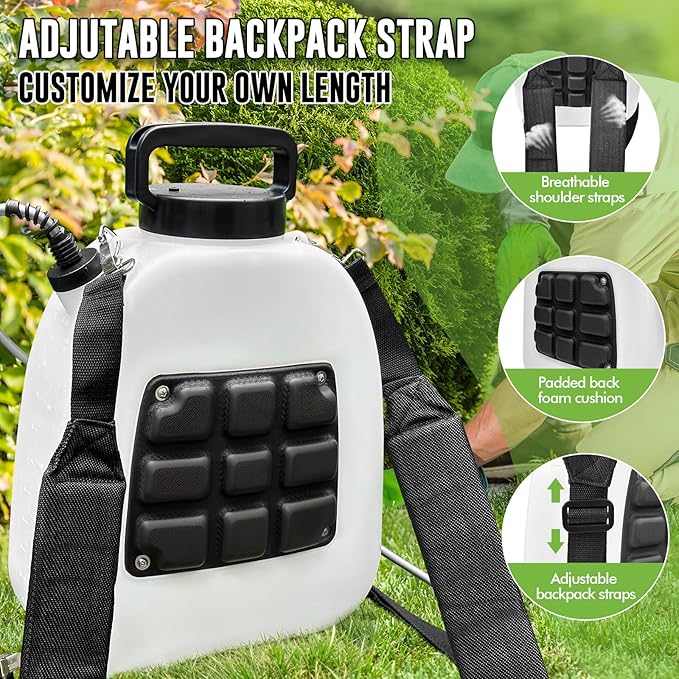 Battery Powered Sprayer 3.2 Gallon, VAXMAY Backpack Sprayer with 3 Adjustable Speeds, Battery Indicator, 5 Mist Nozzles, 41" Retractable Wand, USB Rechargeable Weed Sprayer for Lawn Garden Yard