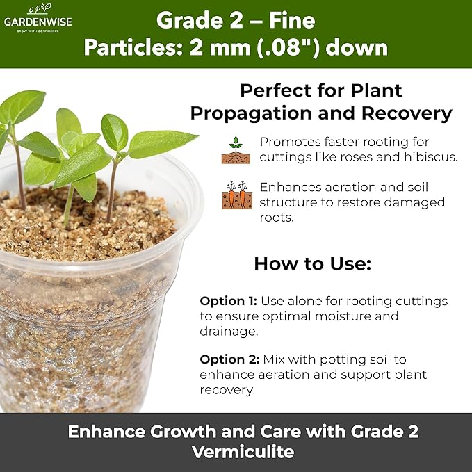 Organic Fine Vermiculite for Indoor Gardening Plants and Mushrooms – Enhances Soil Aeration, Seed Germination, Rooting Cuttings – Small Packages and Bulk (Vermiculite Grade 2 – Fine, 30 quarts)