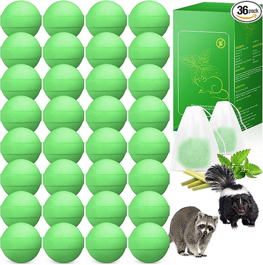 36 Pack Powerful Peppermint Oil to Repel Skunk, Natural Raccoon Rat Repellent for Yard Outdoor Garden Home Plant, Mice Squirrel Skunk Fox Deer Deterrent Pet & Humans Safe