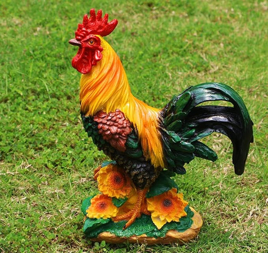 Rooster Garden Statue Decorations, Chicken Farm Animals Decoration, Yard Chicken Sculpture for Backyard Patio Kitchen Decor & Lawn Ornaments