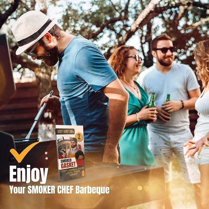 XXL 20 FT Grill Gasket for Smokers - Black 1/2’’ x 1/8’’ Hi Temp Seal Smoker Gasket – 2-Pack x 10 FT Self Stick Black Nomex Fire Tape for BBQ Lid – High Heat Temperature Material Replace