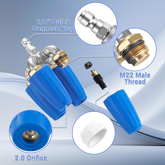 4-in-1 Turbo Nozzle Pressure Washer, 2.0 Orifice Quadruple Turbo Nozzle, 360° Rotating Turbo Nozzle with 1/4" Quick Connector, 4000 PSI