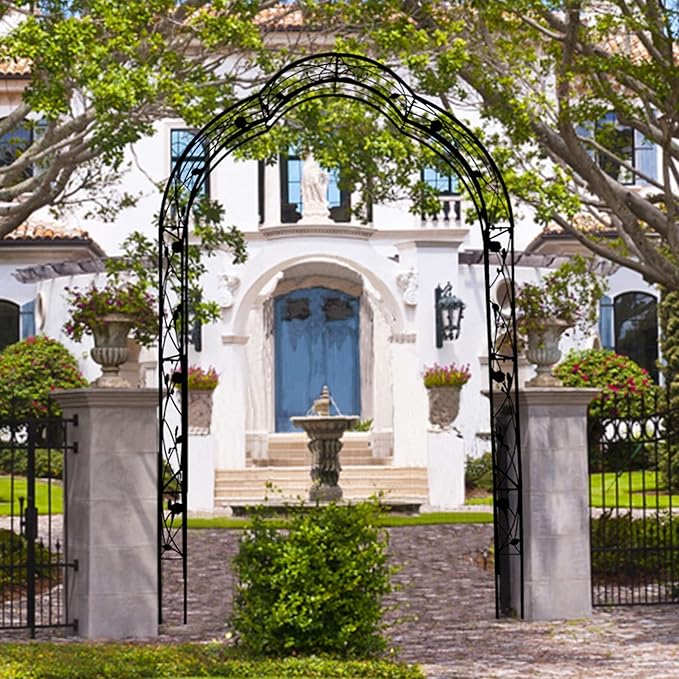 Metal Garden Arch, Garden Arch Trellis for Climbing Plants Outdoor, Garden Arbor for Weddings Party Events Decoration, Assemble Freely with 8 Styles, 59" L X 15" W X 98.4" H, Black