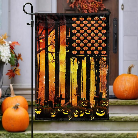 FLAGWIX Halloween Decoration Garden Flag - American Garden Flags for Outside 11.5" x 17.5" - Halloween Decor Outdoor, American Flag for Outside Decorations for Yard, Holiday Gifts for Women Men Friends