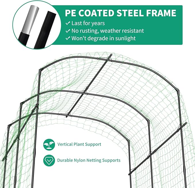 DoCred Tall Garden Arch Trellis for Climbing Plants, 87in Tall Metal Plant Support Trellis Archway for Climbing Vine Vegetable/Fruit/Flower Outdoor Yard Lawn Garden Arch Tunnel Trellis