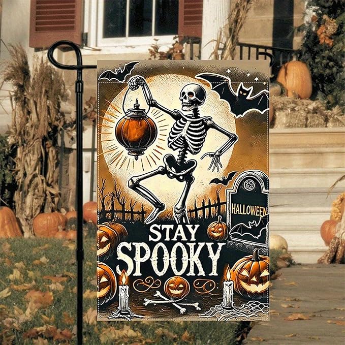 Halloween Garden Flag 12x18 Inch Double Sided Outside Funny Seasonal Farmhouse Yard Festival Outdoor Flag