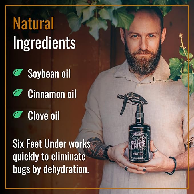 Dr. Killigan's Six Feet Under Plant Powered Insect Killer Spray | Indoor Natural Pest Control | Fleas, Pantry & Clothing Moths, Ants, & Cockroaches | Family Friendly, Pet Safe (24 oz)