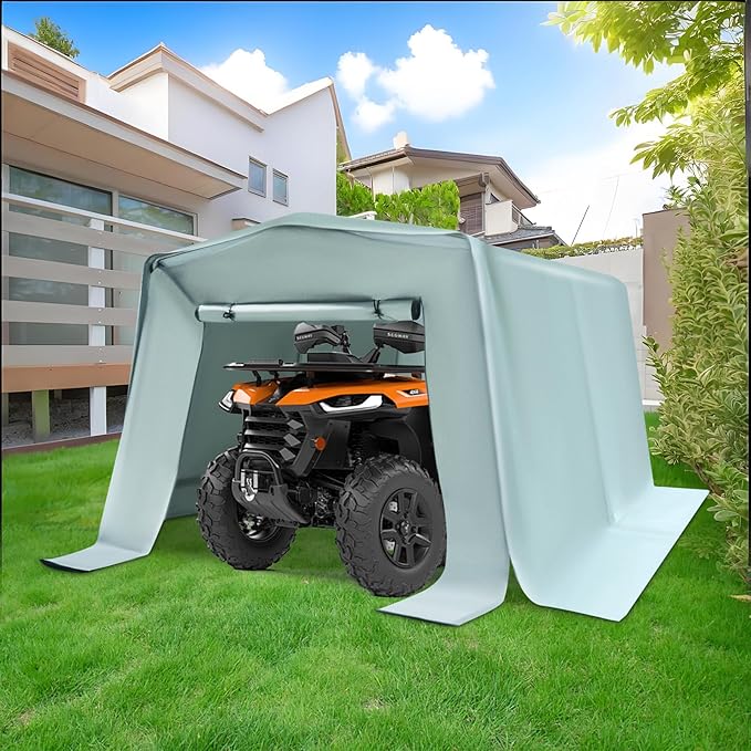 6x10x6 FT Outdoor Storage Shelter Carport, Portable Storage Tent with Roll-up Door, Waterproof Outdoor Carport for Bike, Lawn Mower, ATV Storage