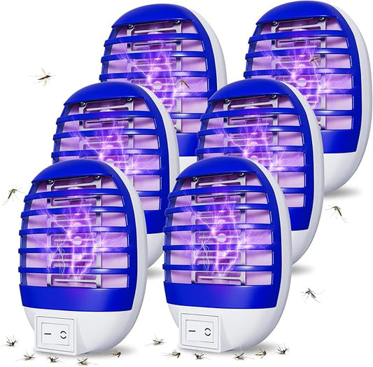 6 Pack Plug in Bug Zappers Indoor Flying Insect Trap, Electronic Mosquito Zappers Gnat Traps with LED Light for Patio, Bedroom, Kitchen, Office